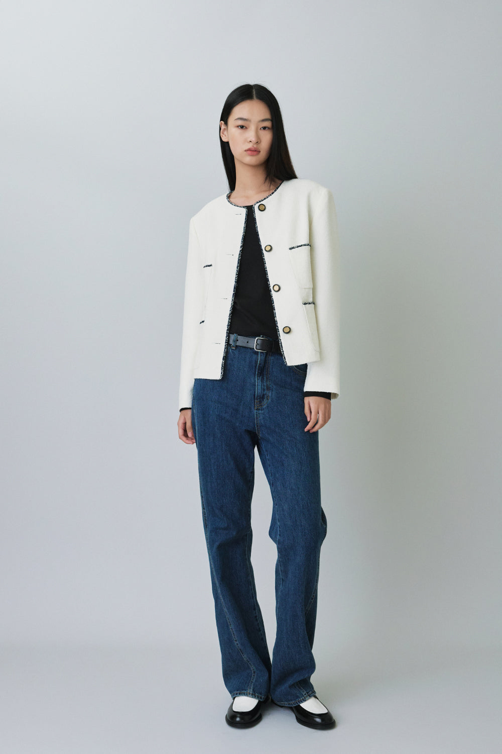 Contrast Trim Tweed Jacket