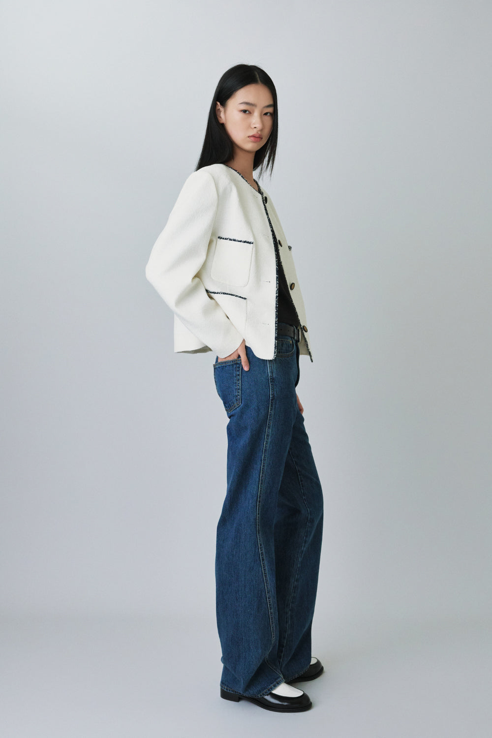 Contrast Trim Tweed Jacket