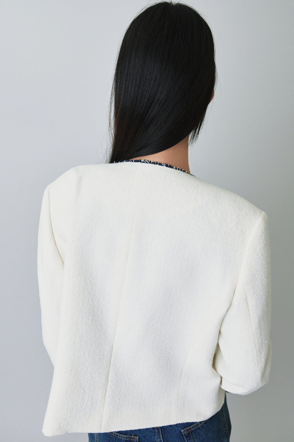Contrast Trim Tweed Jacket