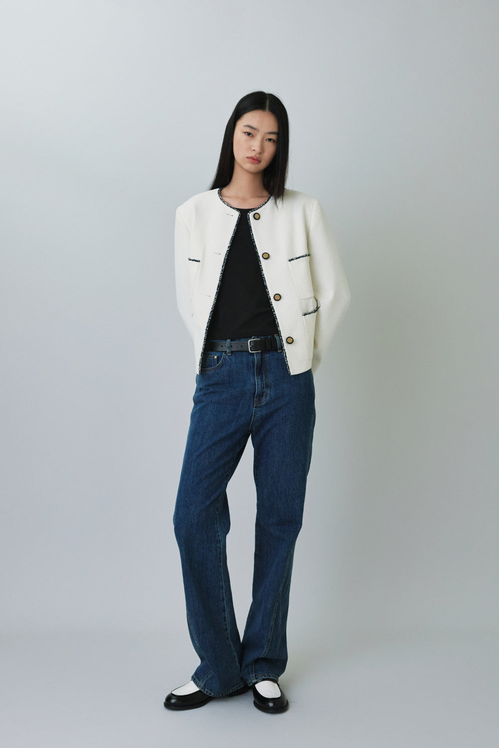 Contrast Trim Tweed Jacket