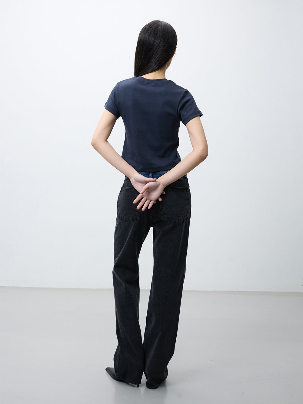 Two-tone denim pants