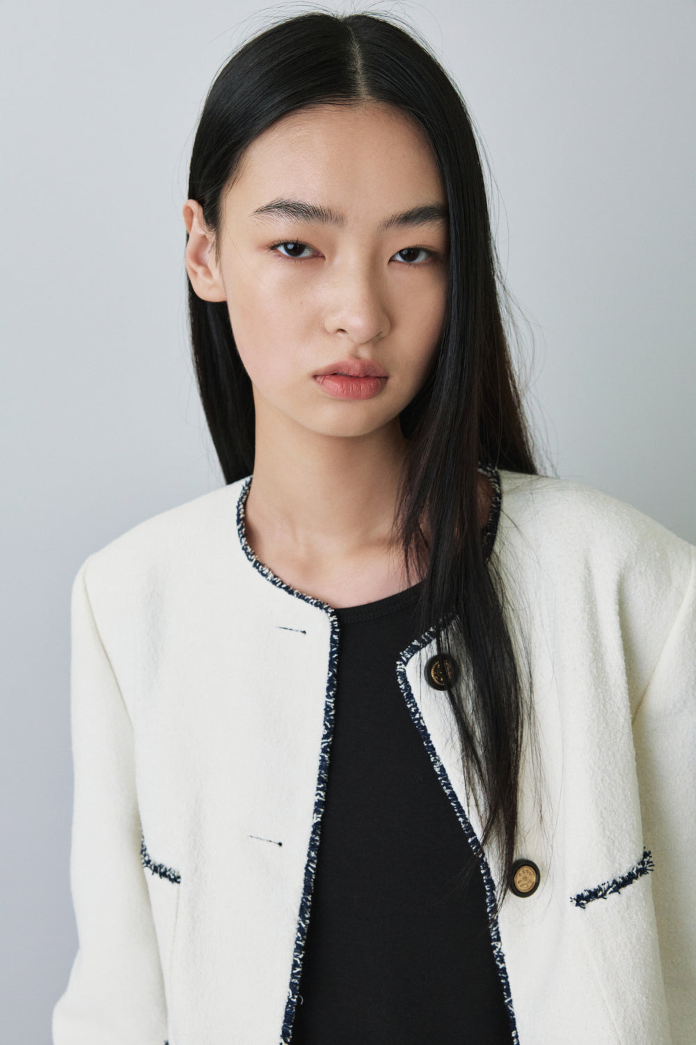 Contrast Trim Tweed Jacket