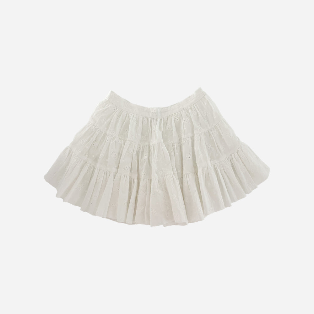 Eyelet flower tiered skirt