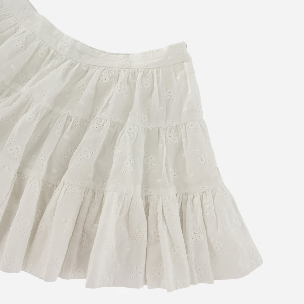 Eyelet flower tiered skirt