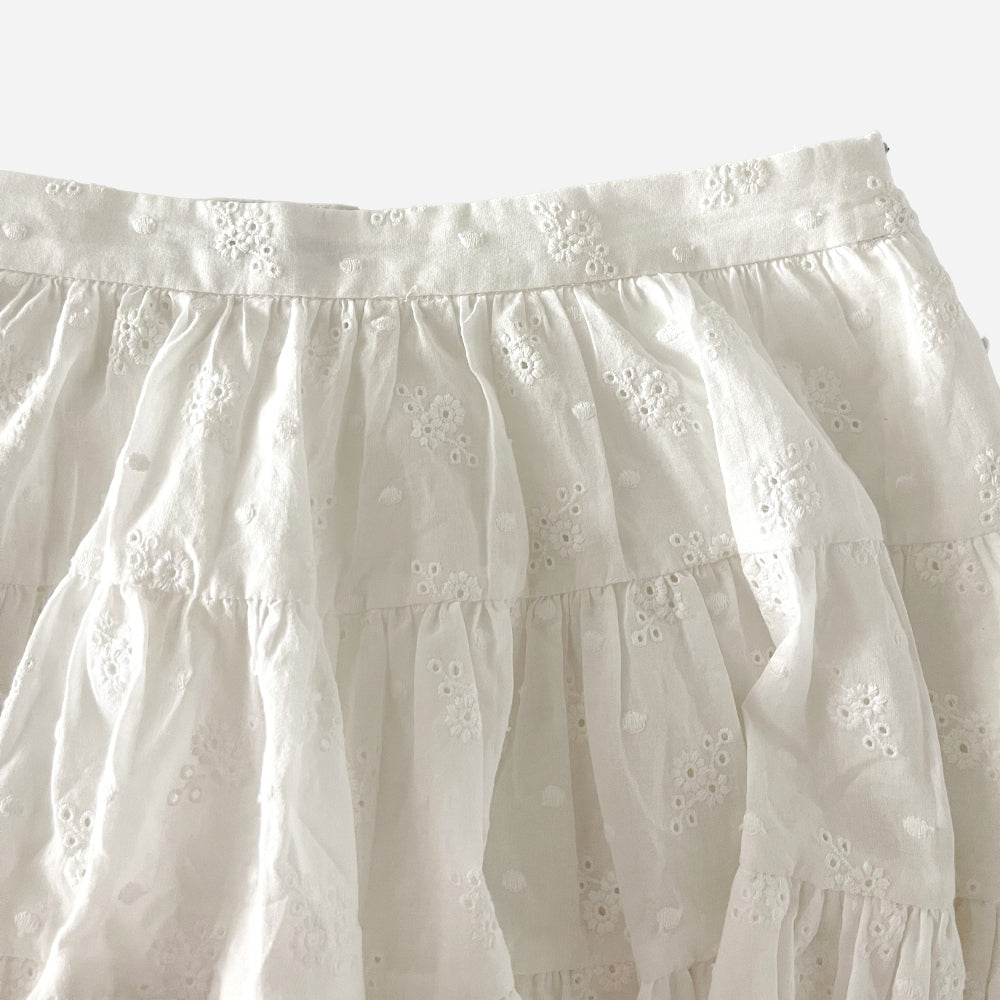 Eyelet flower tiered skirt