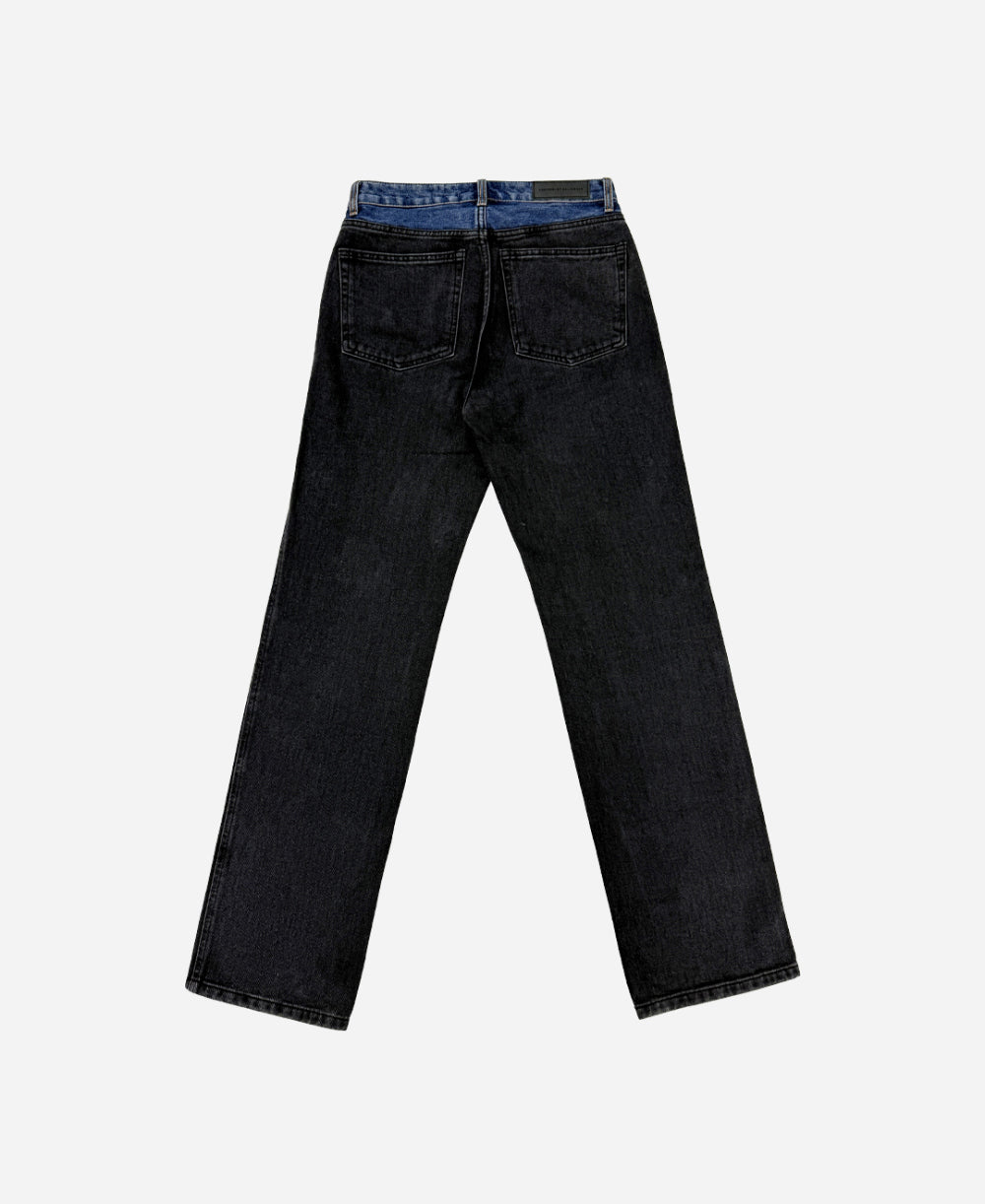 Two-tone denim pants