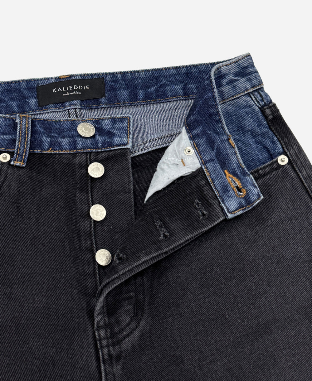 Two-tone denim pants