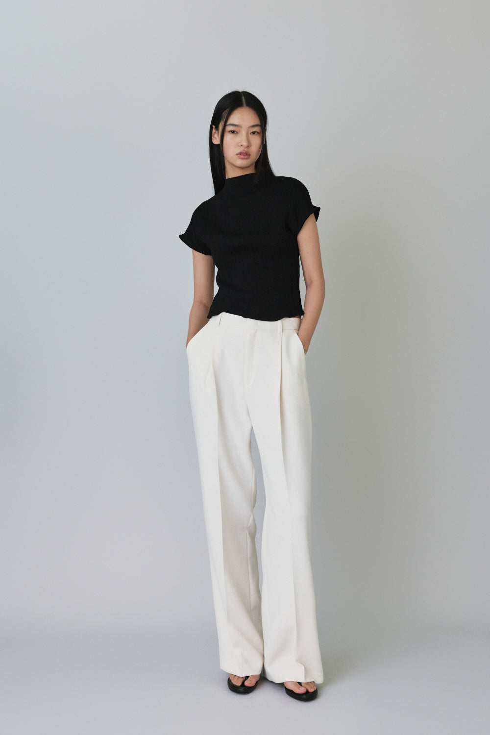 25 Edition spring one tuck pants ivory