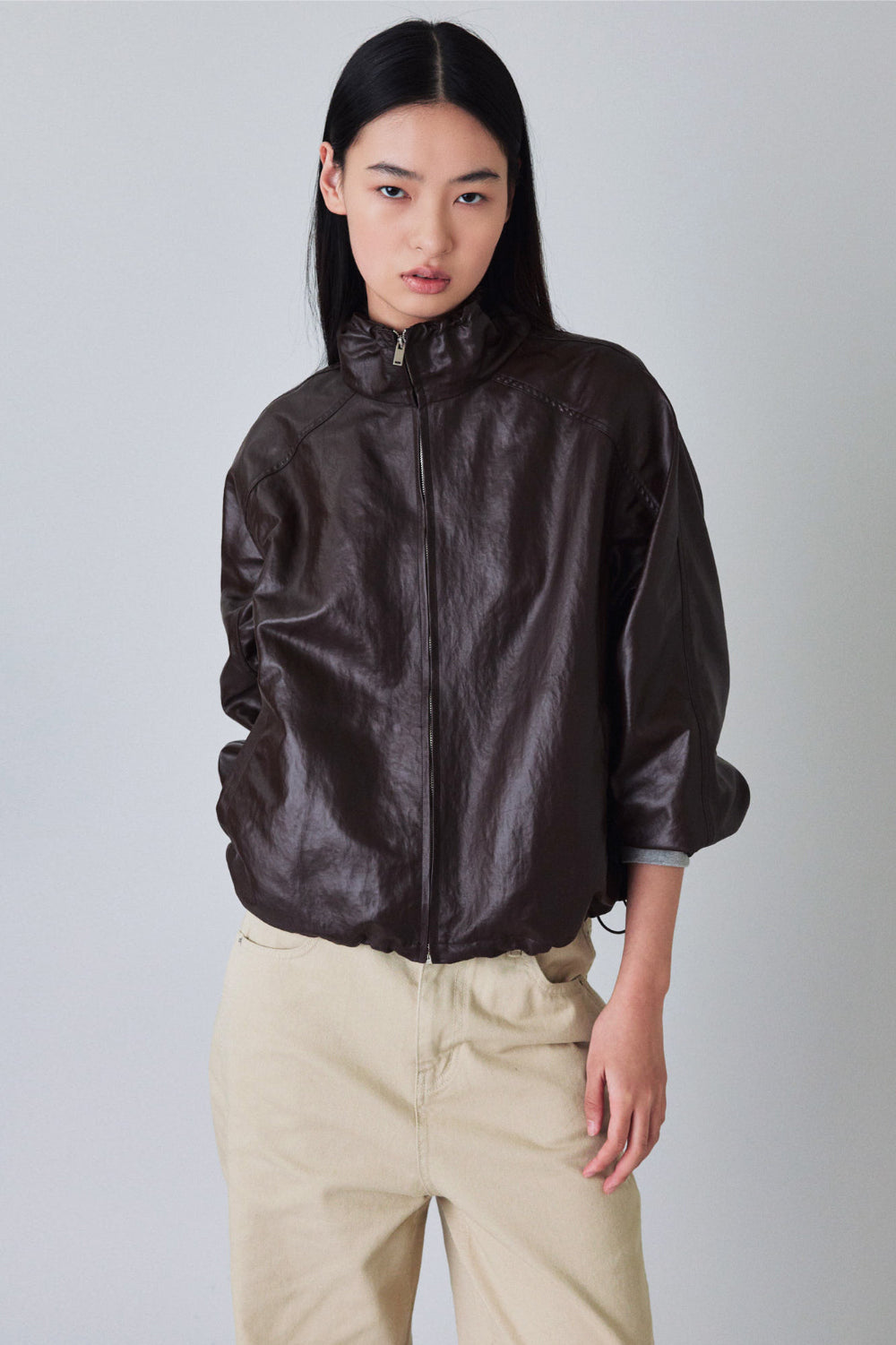Coated wind zip up
