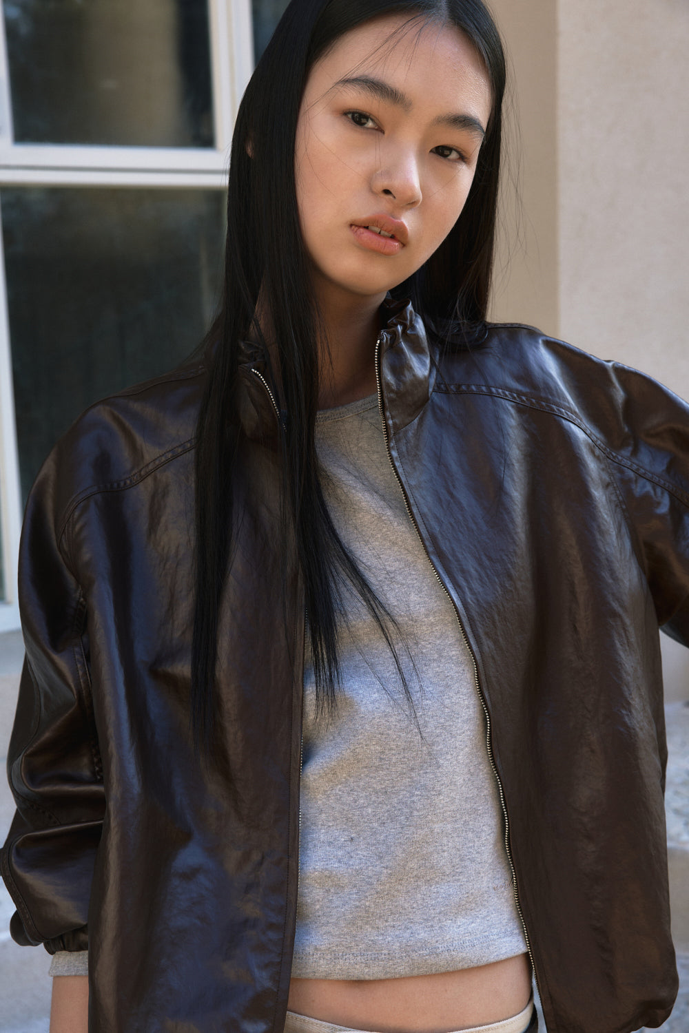 Coated wind zip up