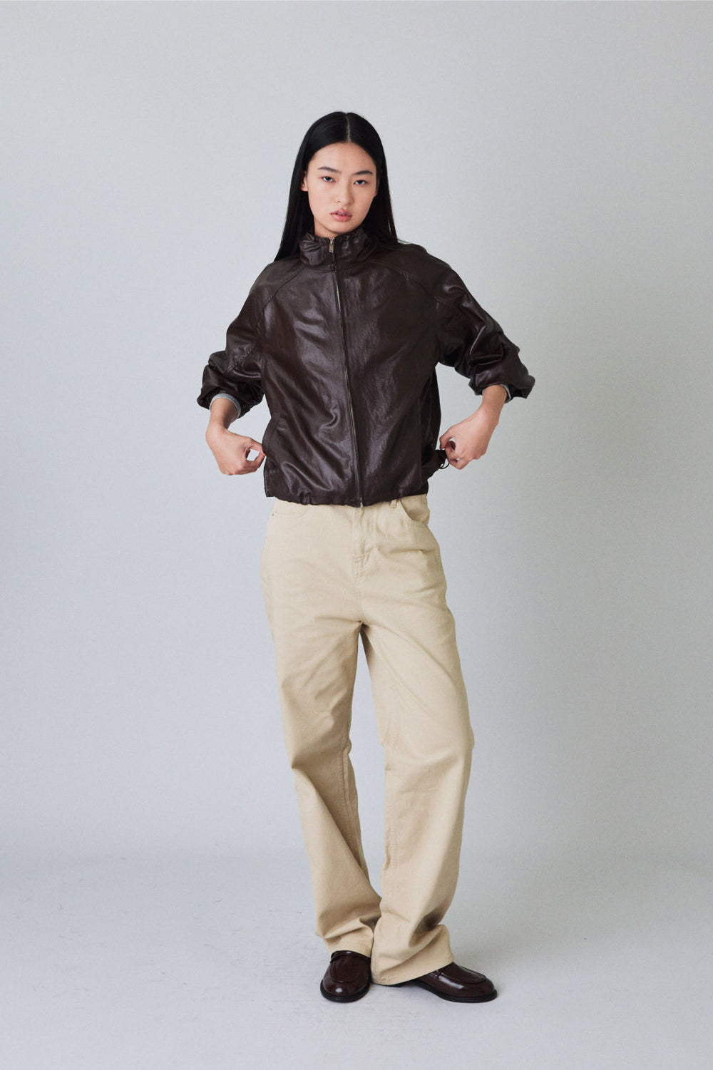 Coated wind zip up