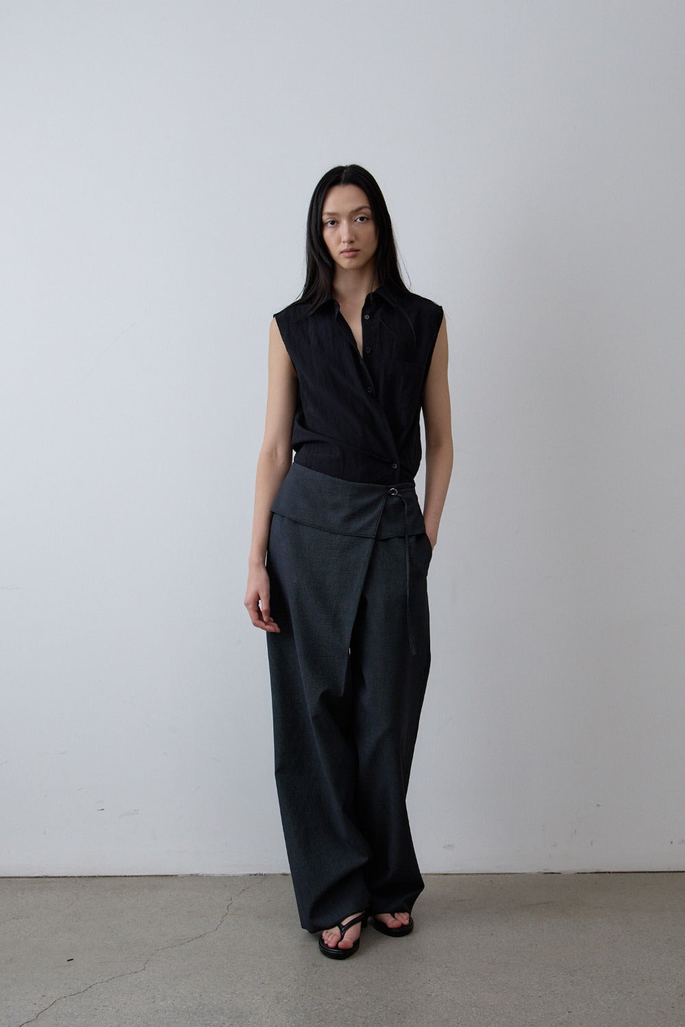 Fold-Front Wide Trousers