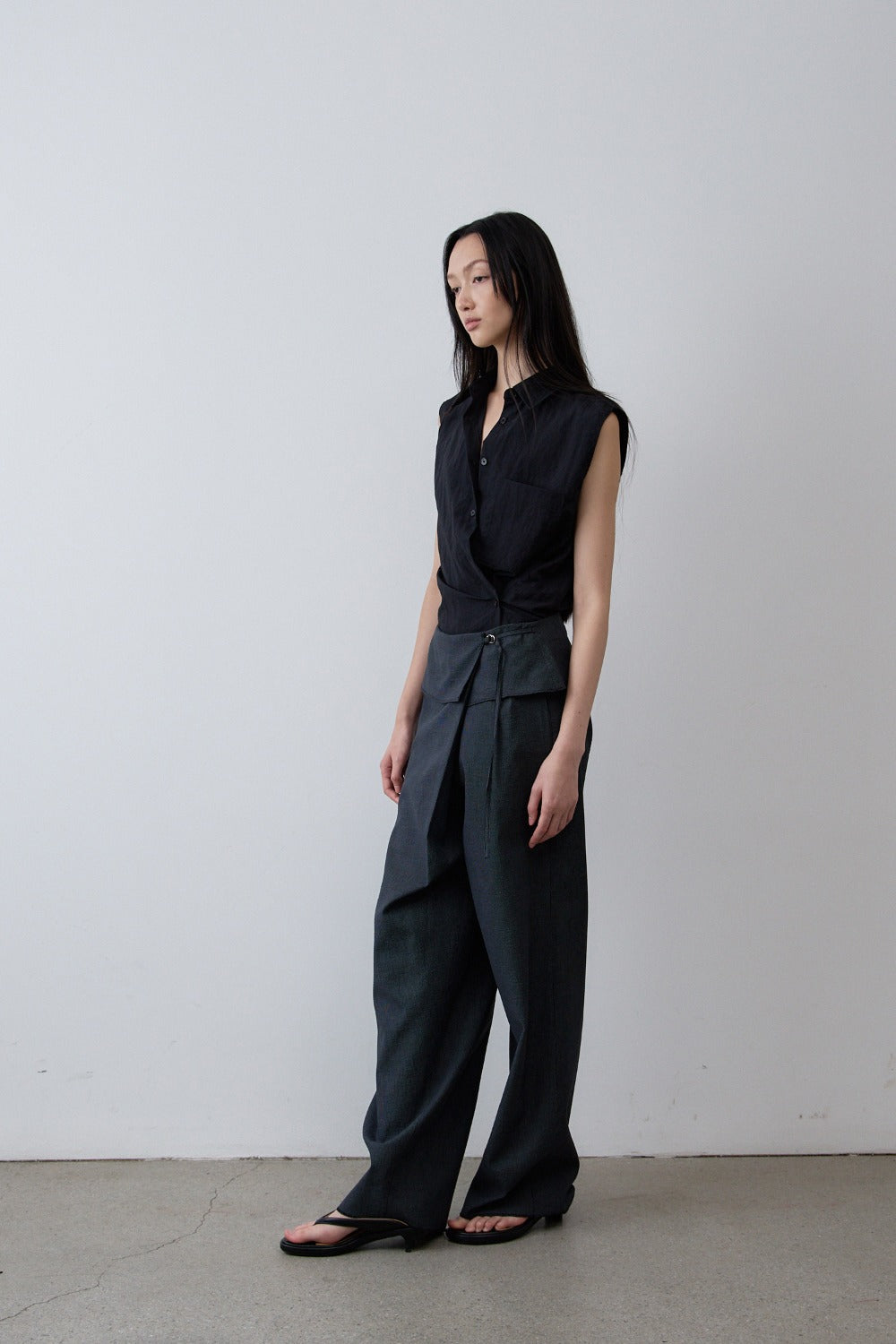 Fold-Front Wide Trousers