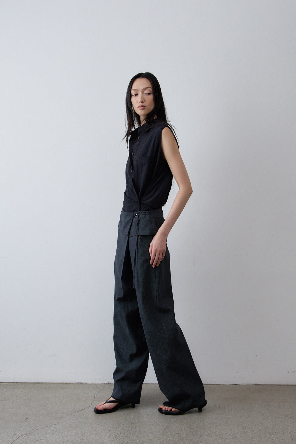 Fold-Front Wide Trousers