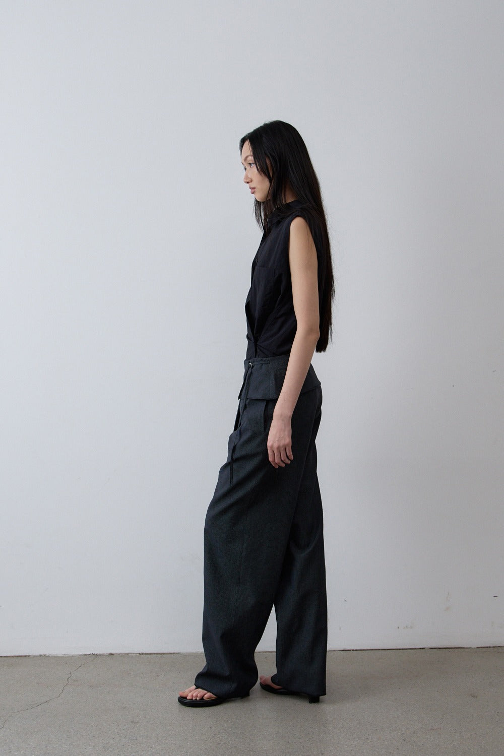 Fold-Front Wide Trousers