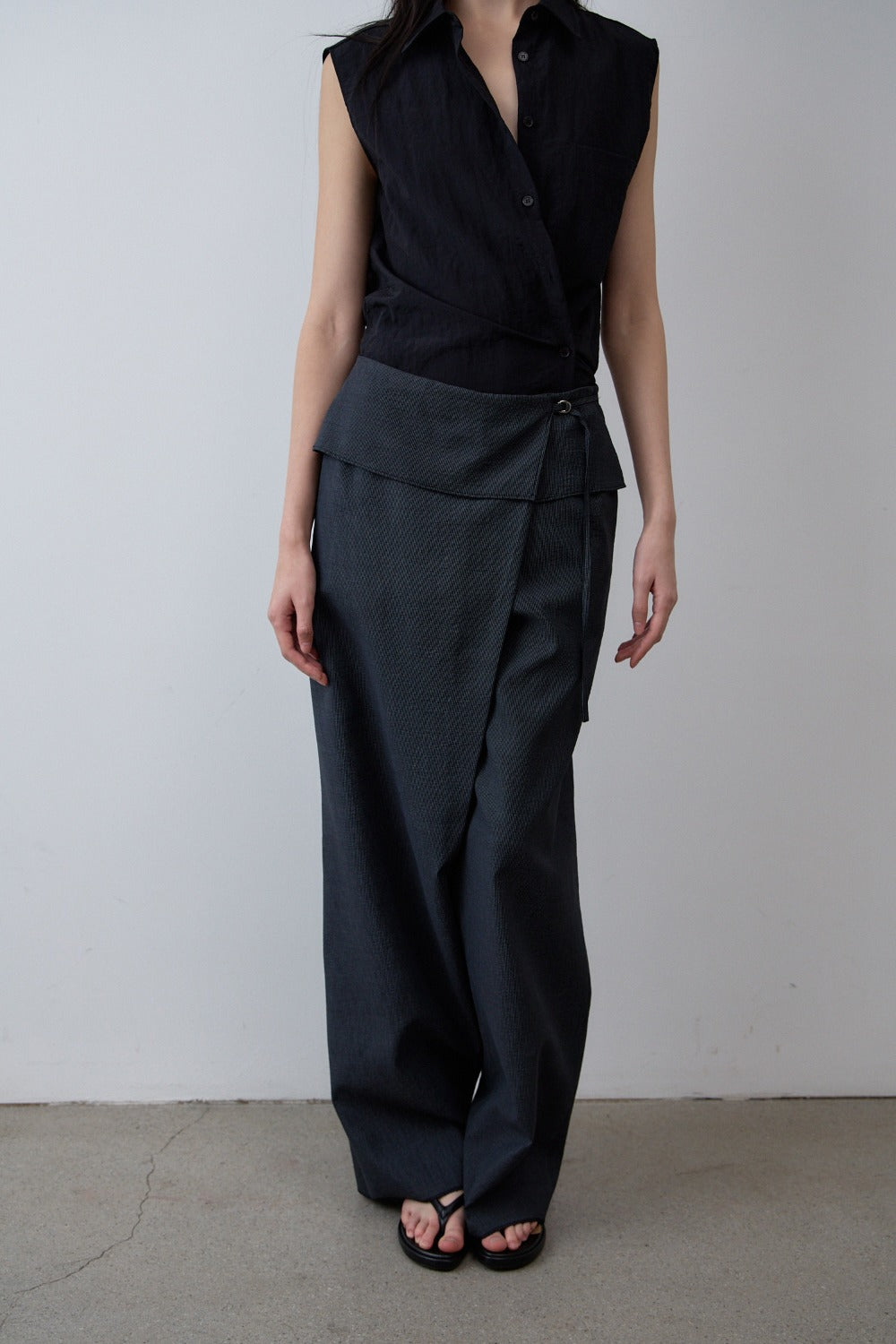 Fold-Front Wide Trousers