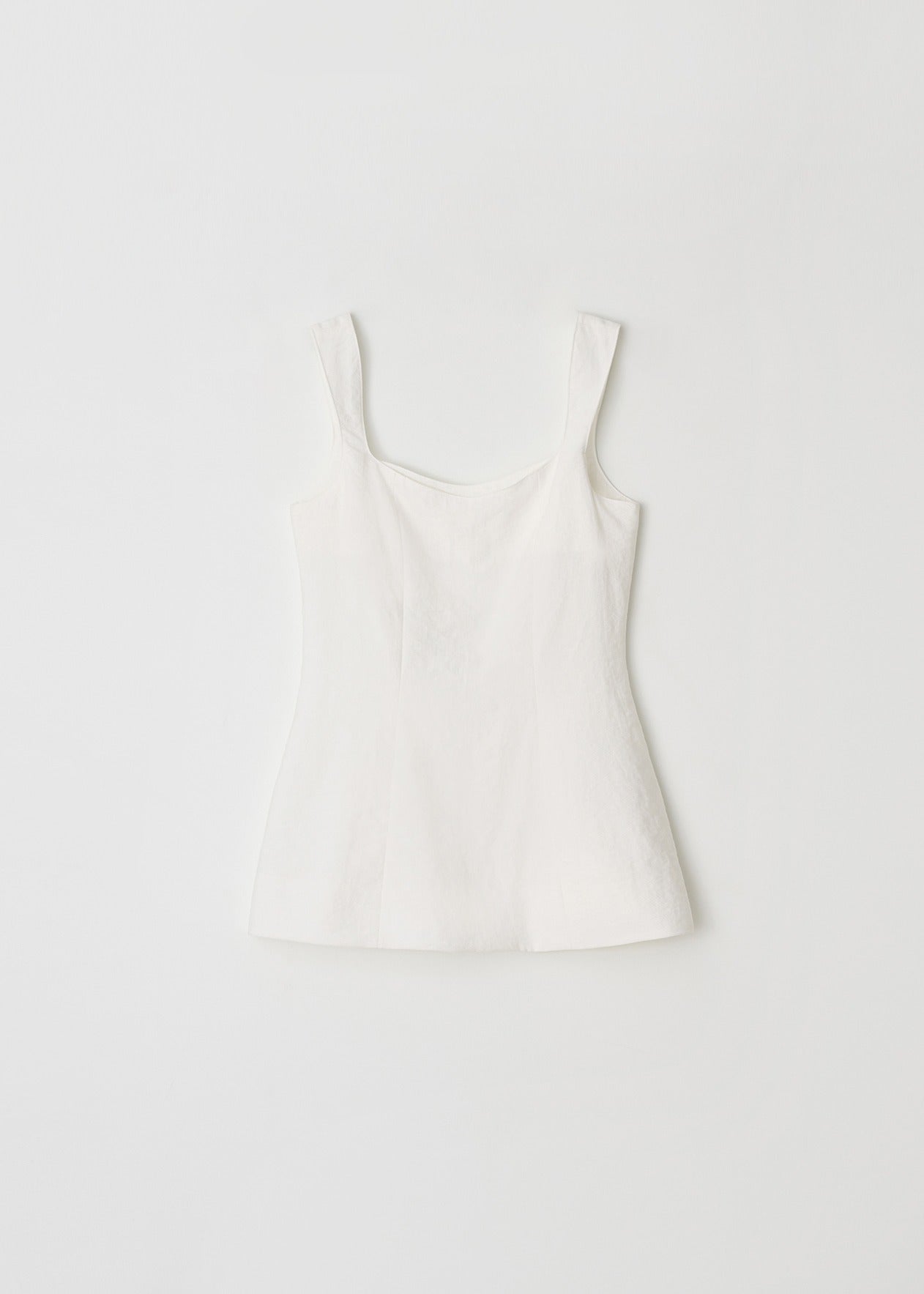 Square-Neck Linen Blend Top