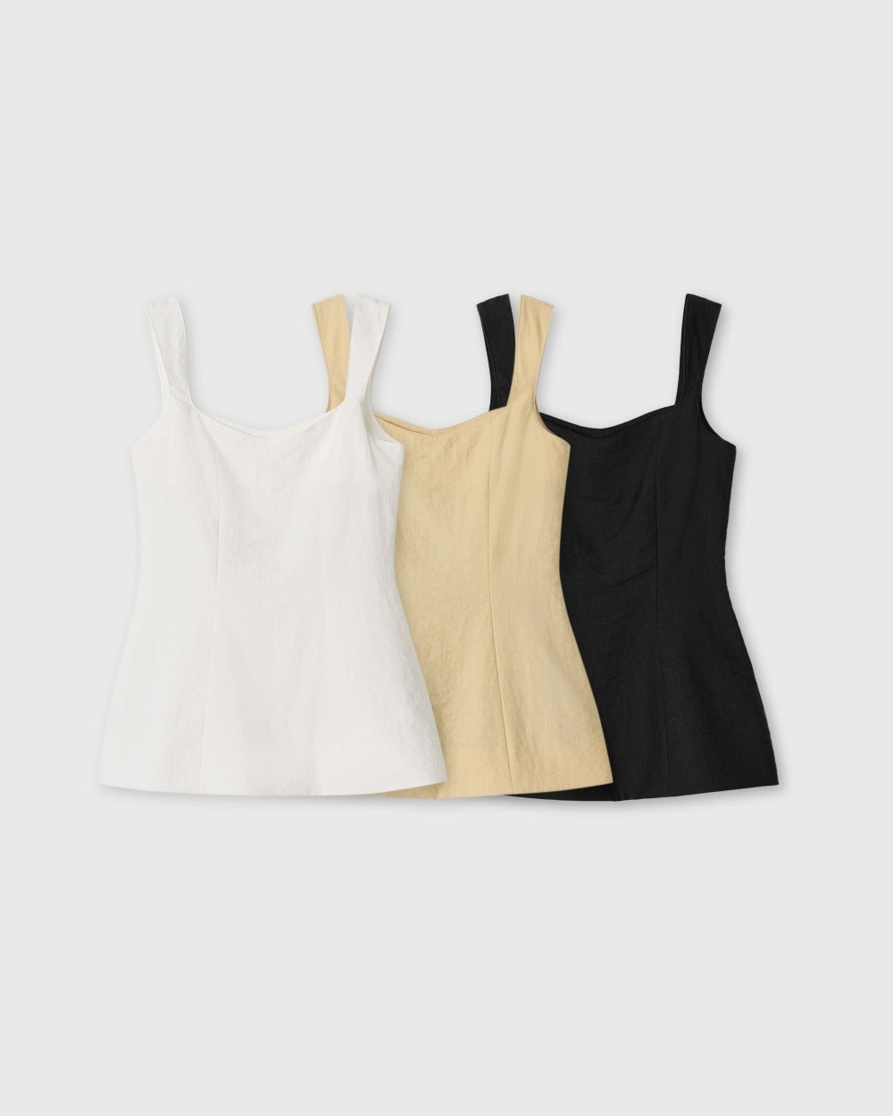 Square-Neck Linen Blend Top