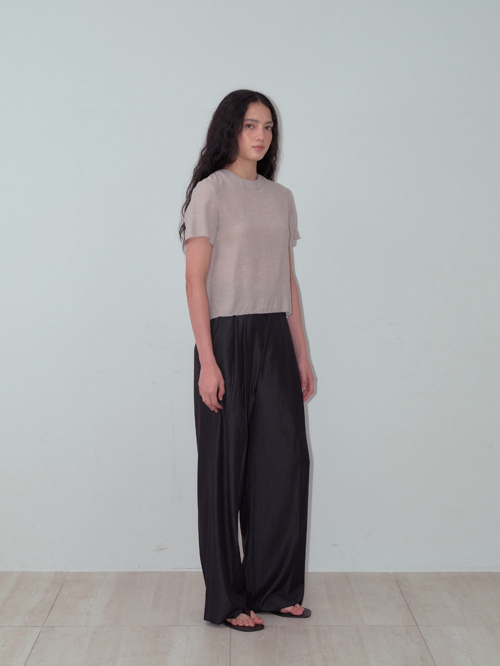 Glossy Summer Trousers Black