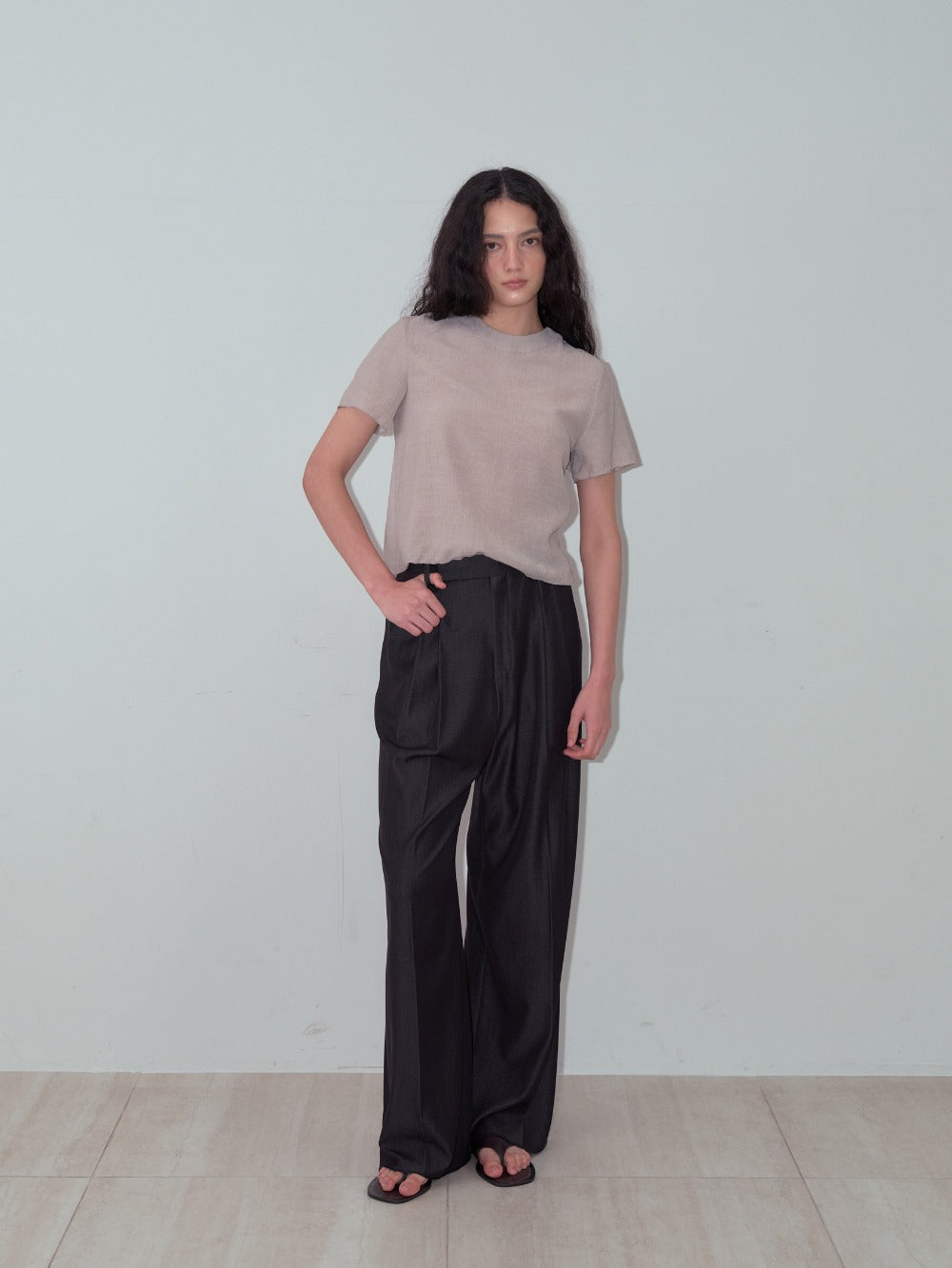 Glossy Summer Trousers Black