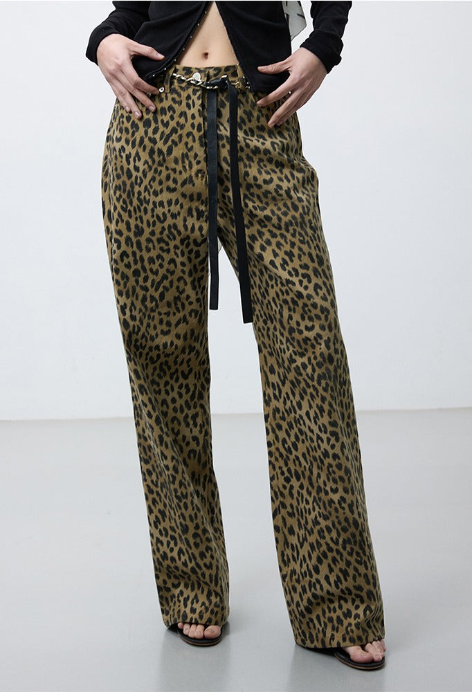Leopard straight pants
