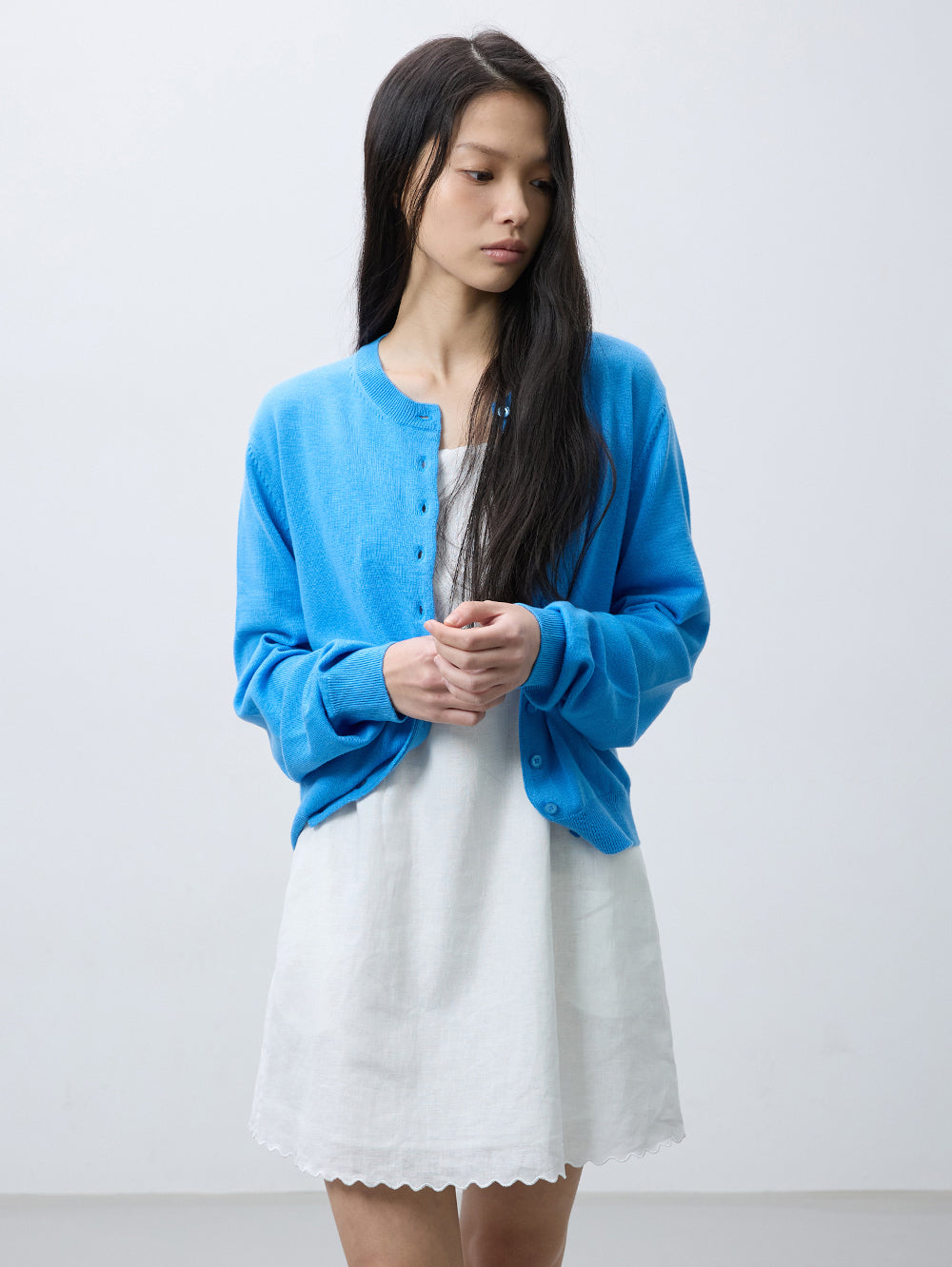 Merino wool round neck cardigan
