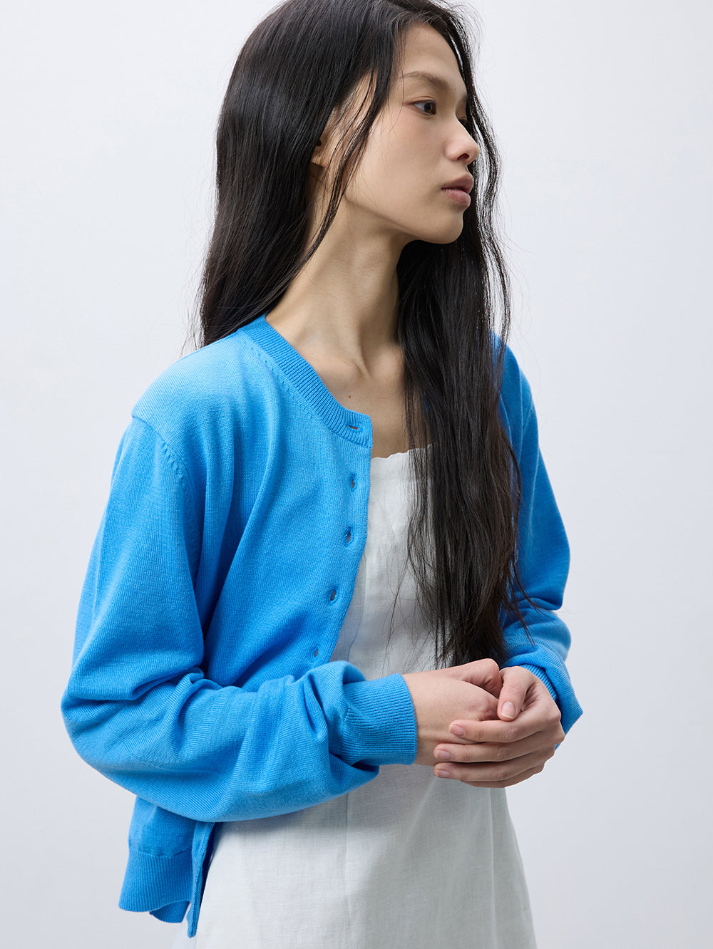 Merino wool round neck cardigan