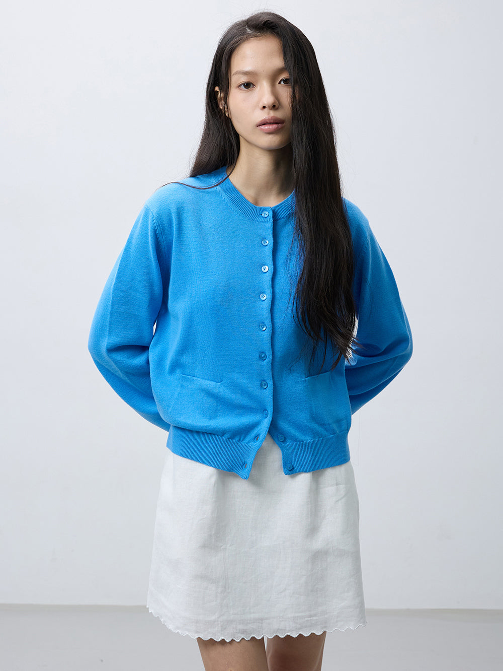 Merino wool round neck cardigan