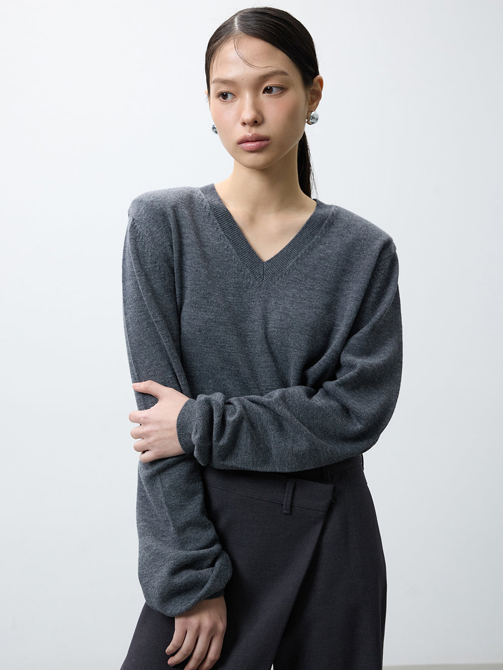 Merino wool v-neck jumper