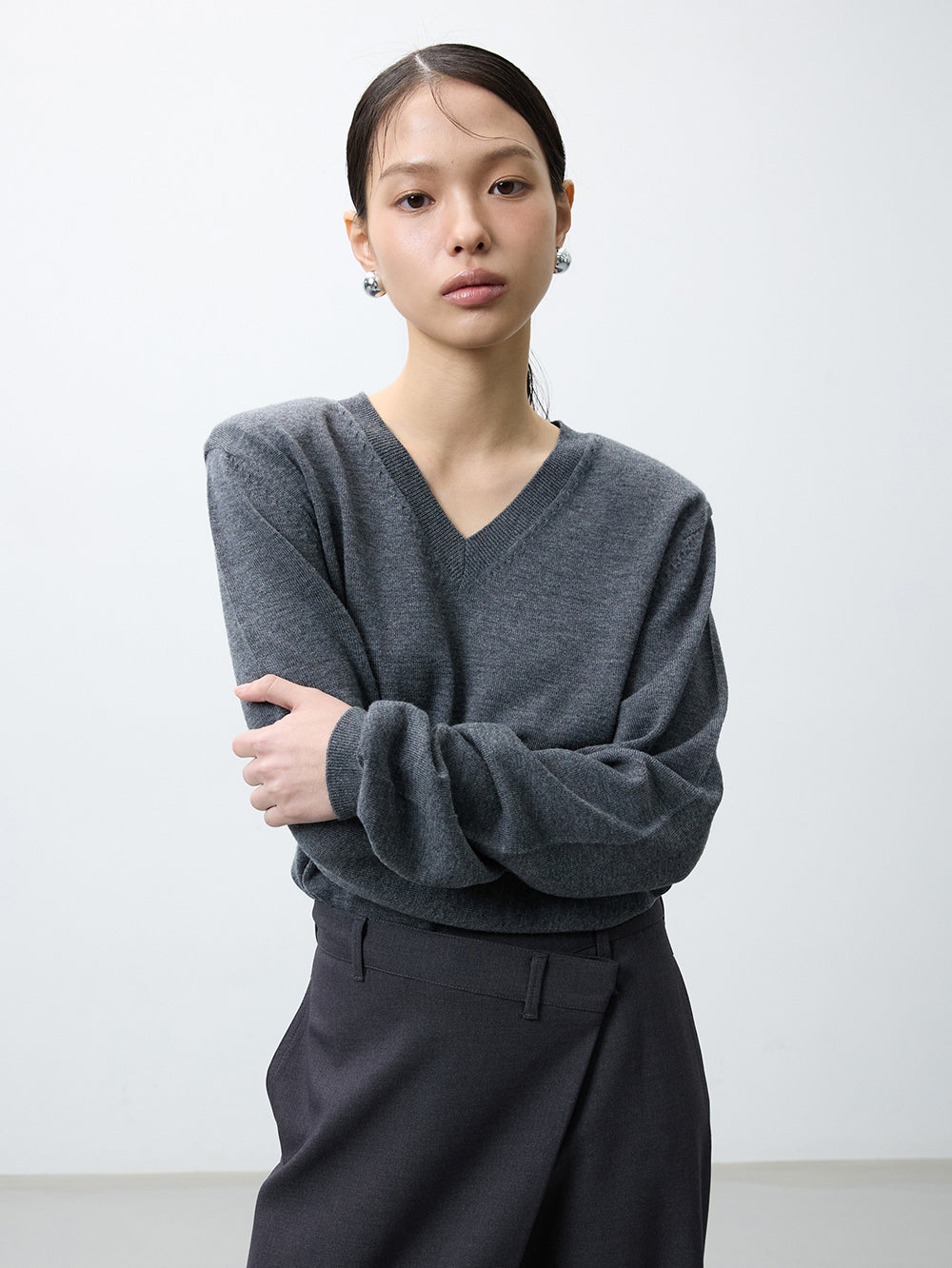 Merino wool v-neck jumper