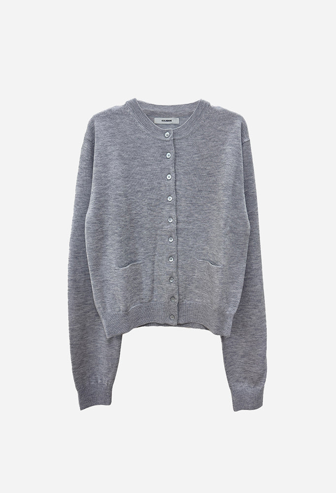 Merino wool round neck cardigan