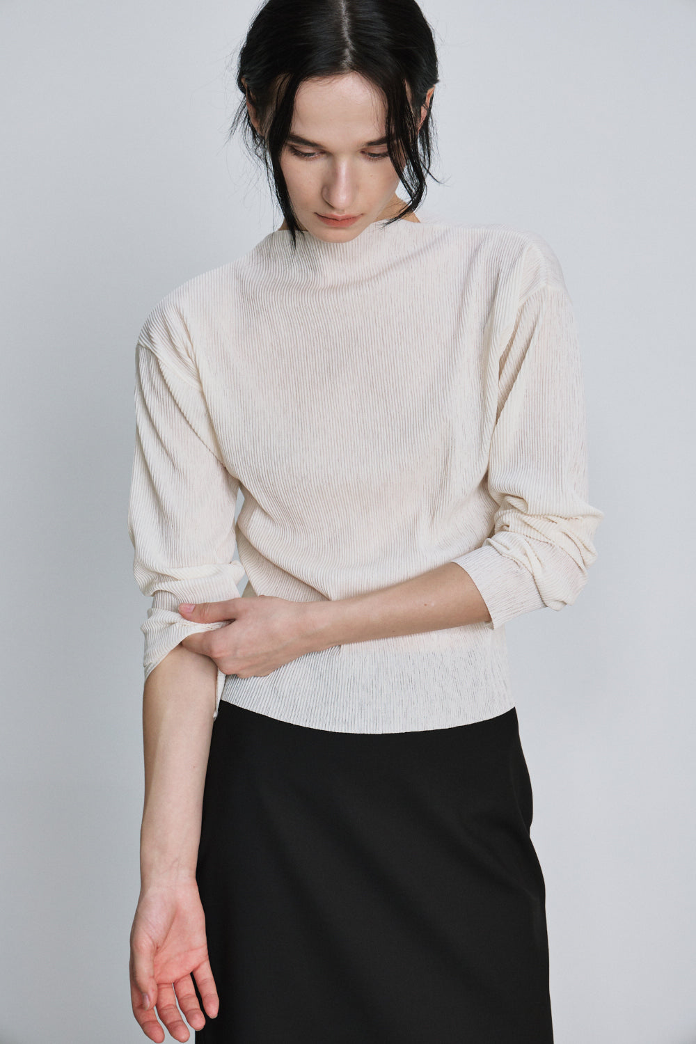 Paris pleats long sleeve t-shirt