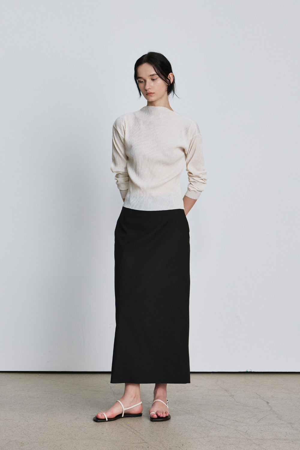 Paris pleats long sleeve t-shirt