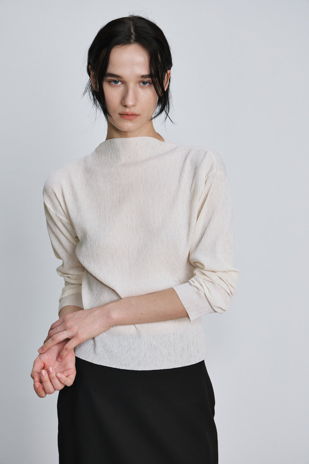 Paris pleats long sleeve t-shirt