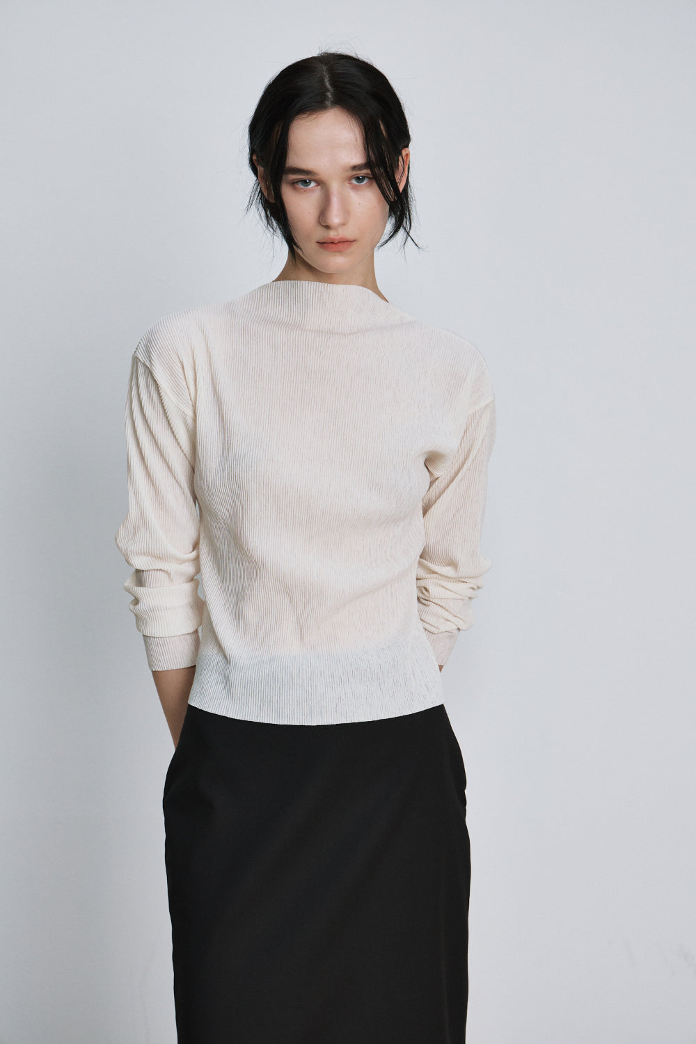 Paris pleats long sleeve t-shirt