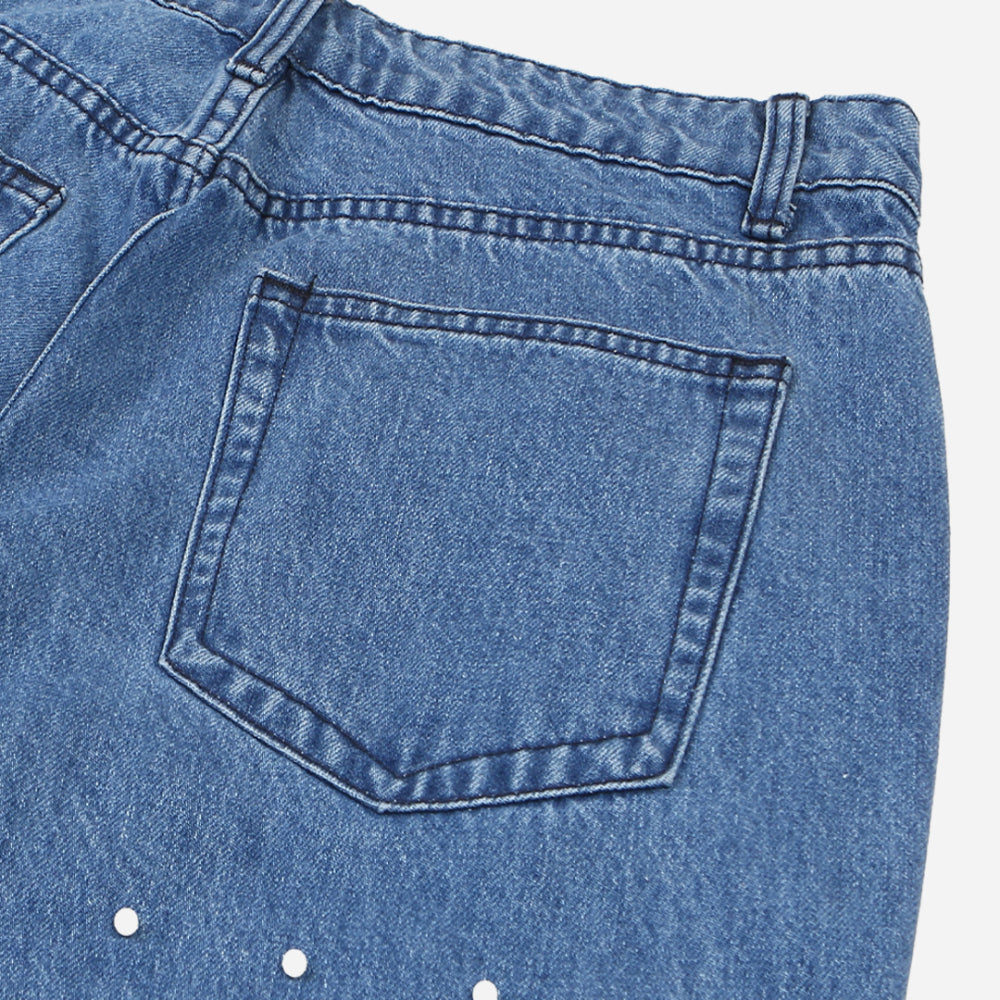 Pearl studs denim pants