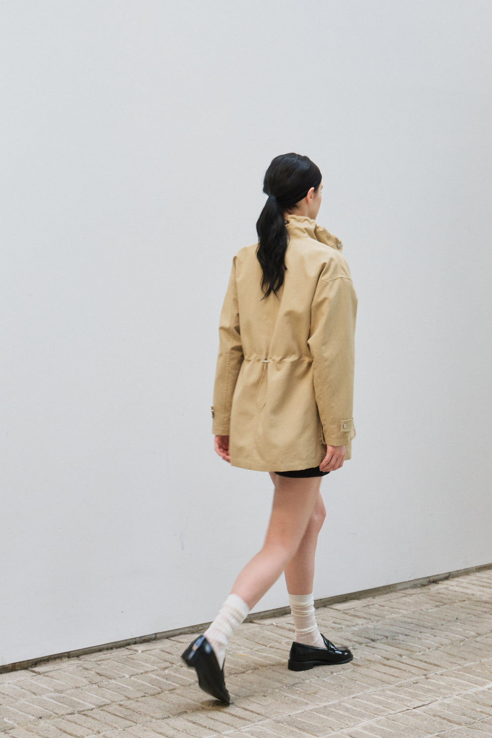 Pocket high neck coat