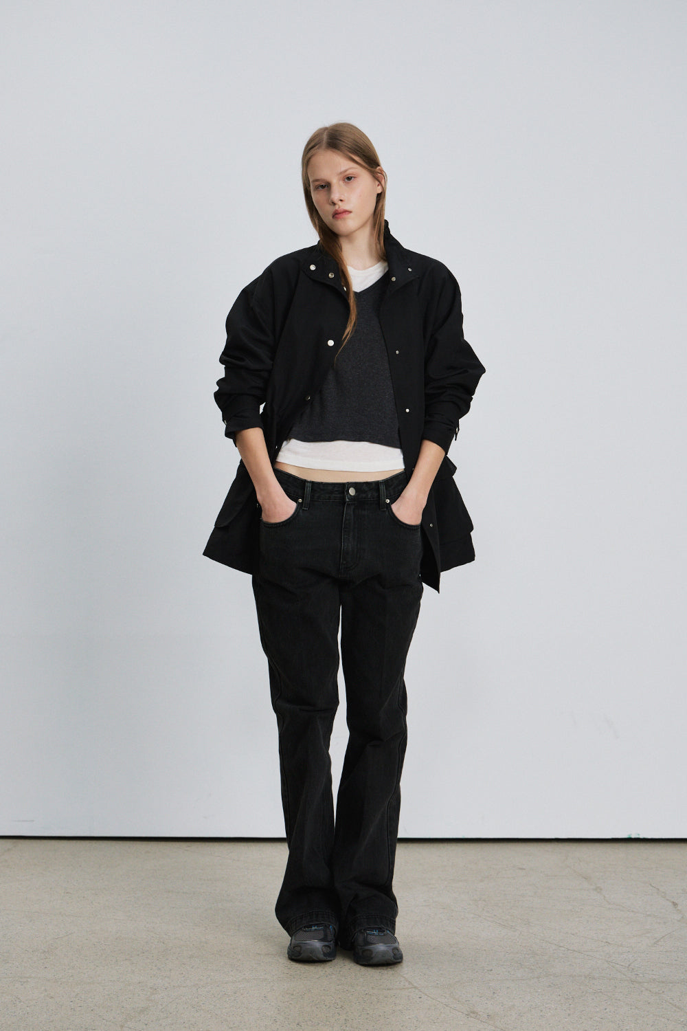 Pocket high neck coat