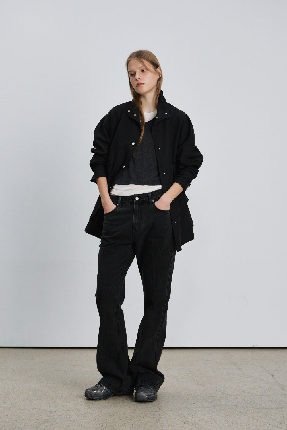 Pocket high neck coat