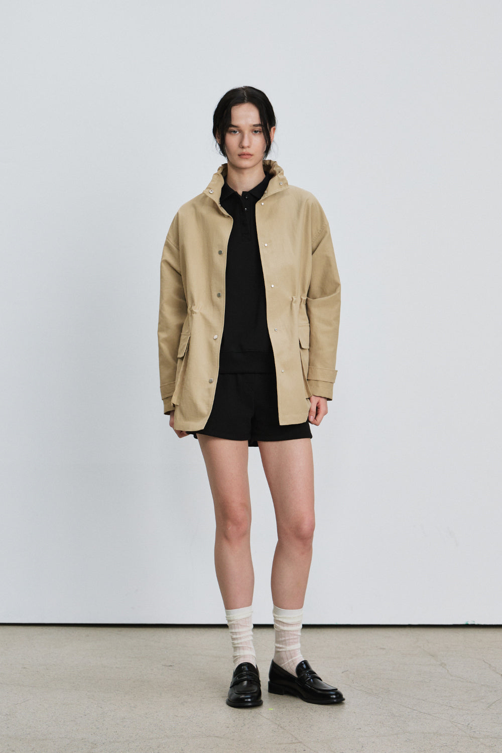 Pocket high neck coat