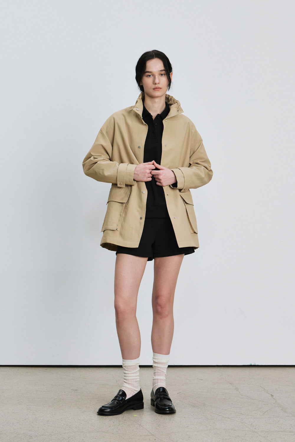 Pocket high neck coat