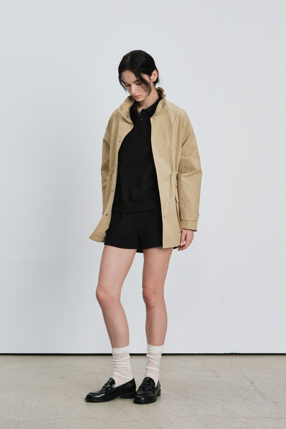 Pocket high neck coat