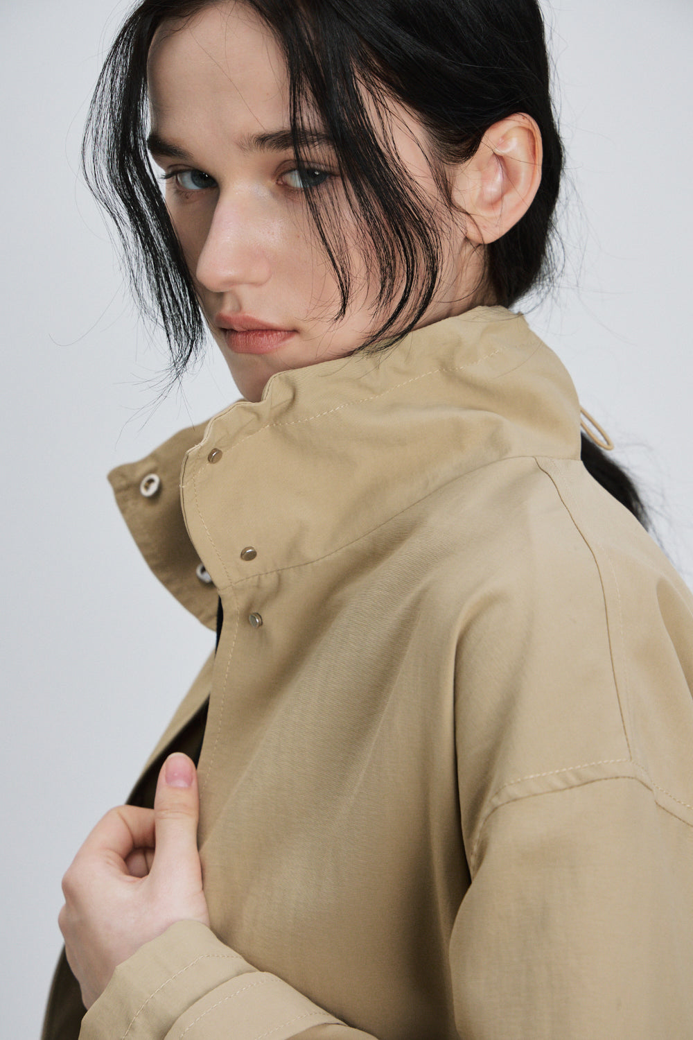 Pocket high neck coat