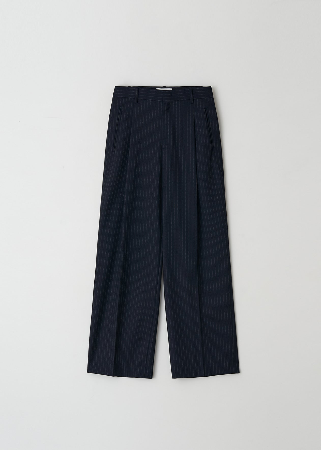 Stripe pocket one tuck pants