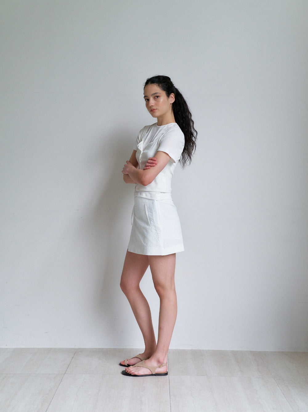 Layered Cotton Top Set Offwhite