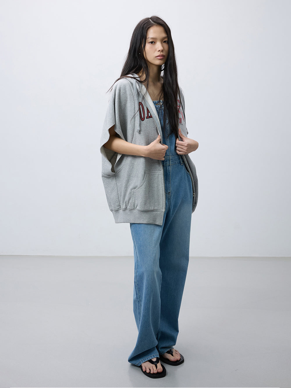 Tube top denim jumpsuit