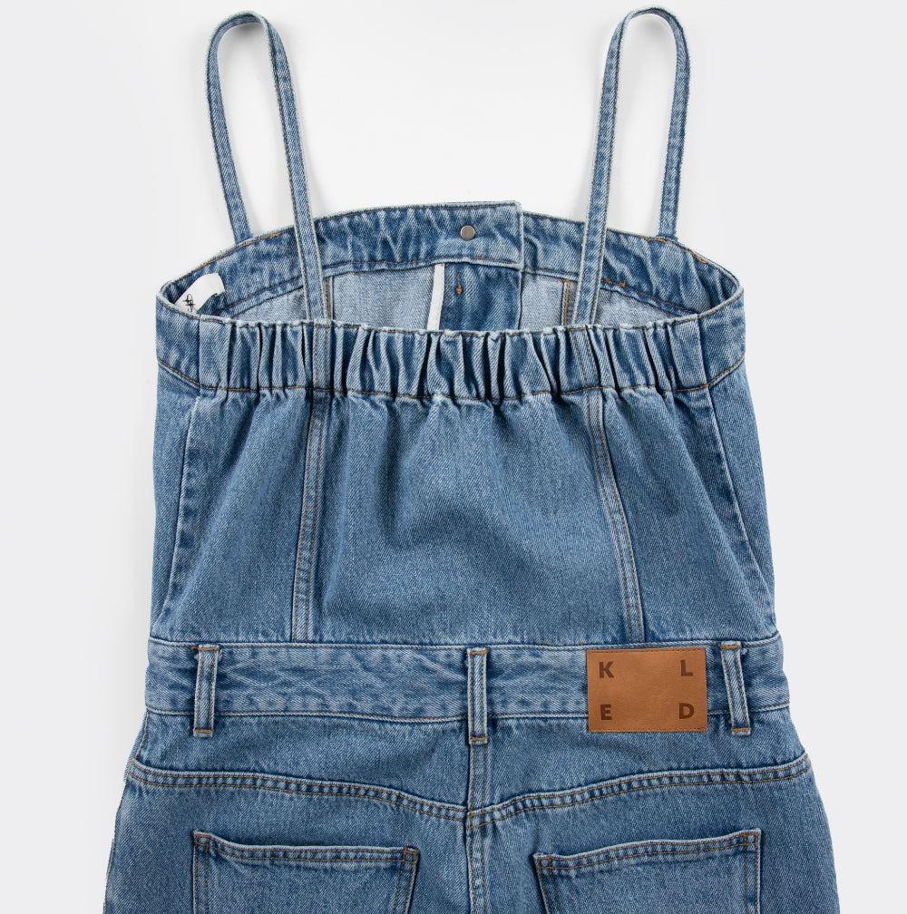 Tube top denim jumpsuit