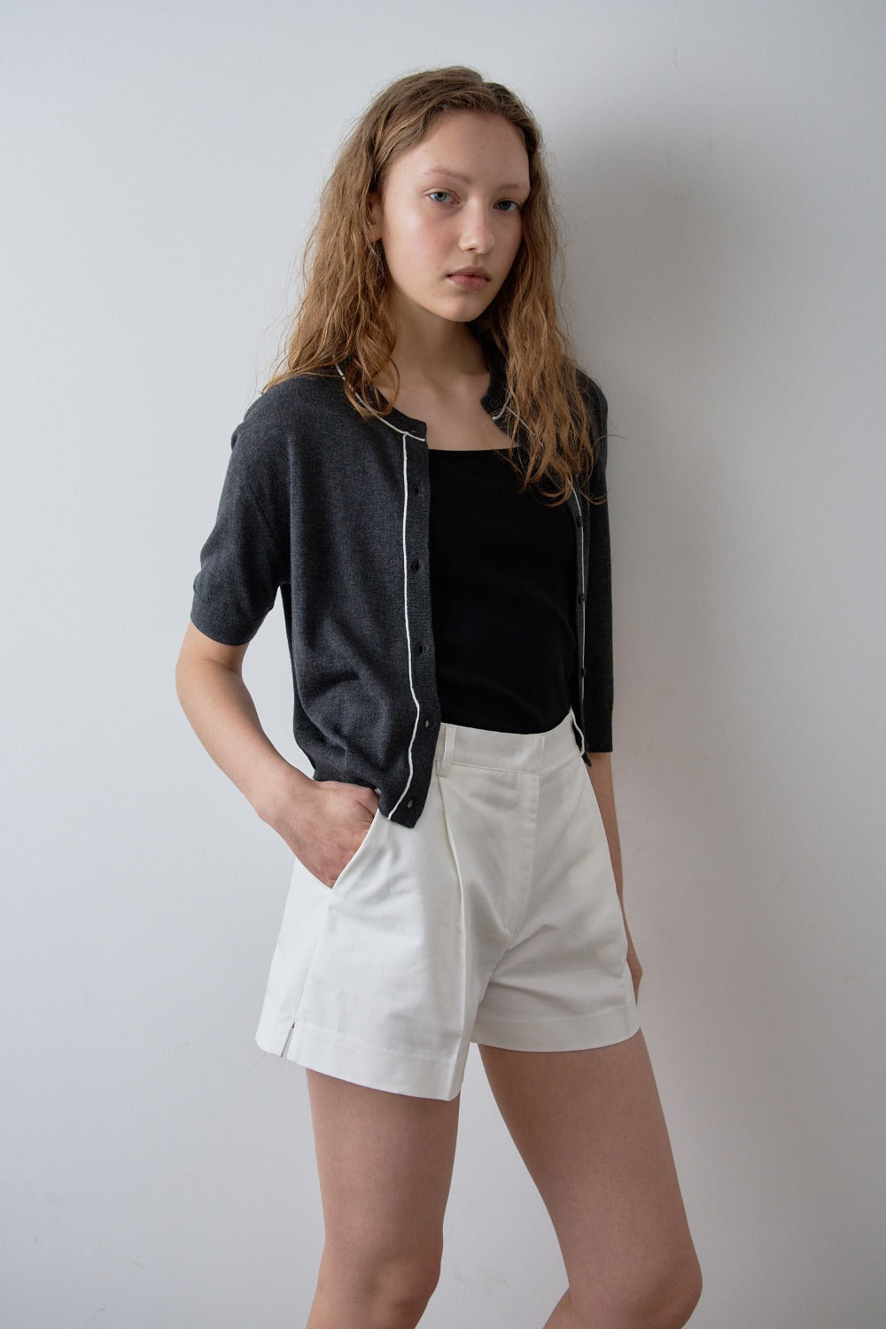 Two-Tone Silky Knit Cardigan