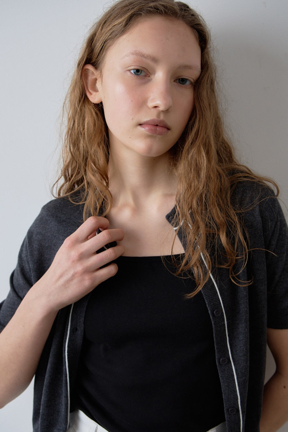 Two-Tone Silky Knit Cardigan