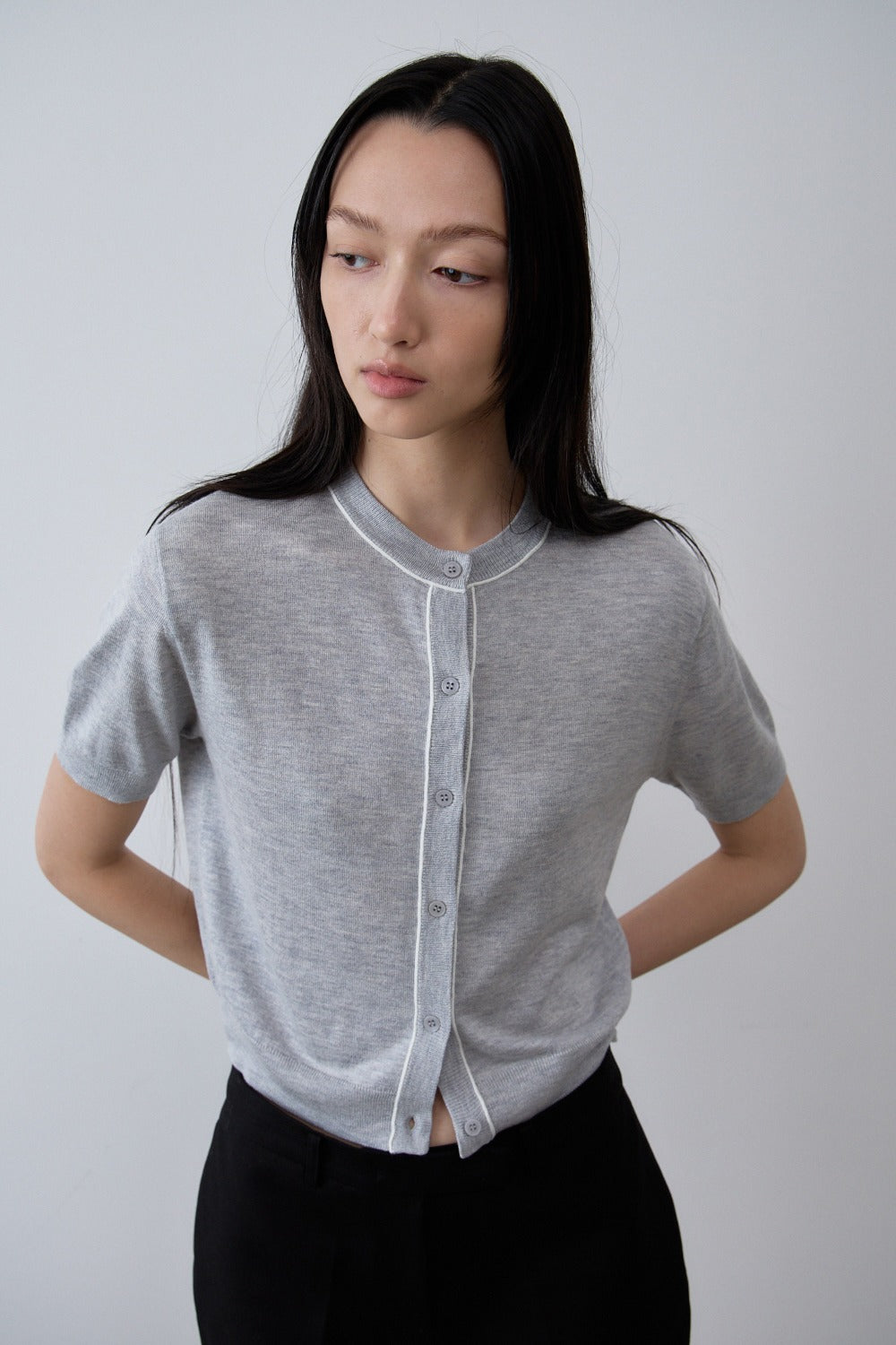 Two-Tone Silky Knit Cardigan